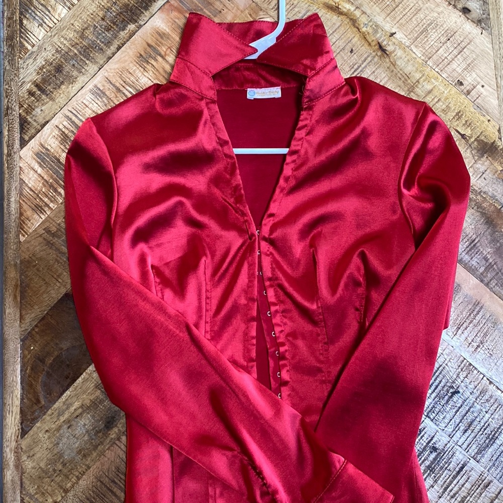 Red Button Down Blouse